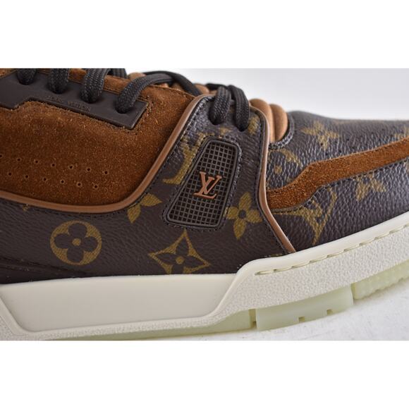 Louis Vuitton Brown Monogram LV Logo Suede Low Top Trainer Sneaker UK 9 US 10 11 - Picture 6 of 16
